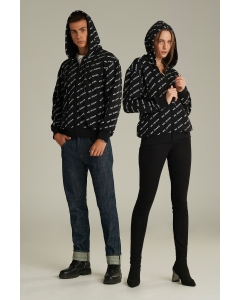เสื้อกันหนาว มีฮู้ด Unisex สีดำ