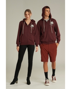 เสื้อกันหนาว มีฮู้ด Unisex สีแดงเลือดหมู