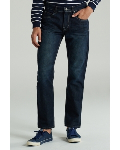 กางเกงยีนส์ผู้ชาย ทรงขากระบอกเล็ก (Straight) สียีนส์เข้ม