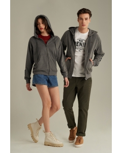 เสื้อกันหนาว มีฮู้ด Unisex สีเทา