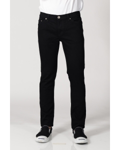 กางเกงยีนส์ทรงขาเดฟ (Slim) สีดำสนิท Super Black เอวกลาง