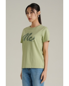 เสื้อยืดแขนสั้นผู้หญิง คอกลม สีขาว