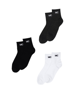 ถุงเท้า Unisex แพค 3 คู่ สีขาว สีเทา และสีดำ (Online Exclusive)