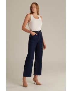 กางเกงยีนส์ผู้หญิง ทรงขาบาน (Wide Leg) สียีนส์เข้ม