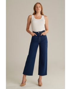 กางเกงยีนส์ผู้หญิง ทรงขาบาน (Wide Leg) สียีนส์เข้ม