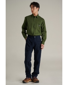 กางเกงผู้ชาย ขายาวทรงกระบอก เอวกลาง สีกรมท่า