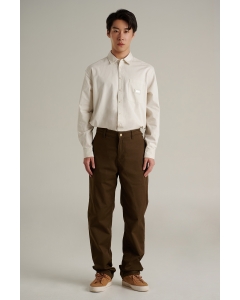 กางเกงผู้ชาย ขายาวทรงกระบอก เอวกลาง สีน้ำตาล