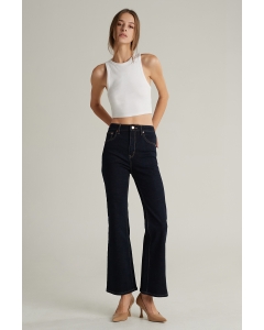 กางเกงยีนส์ผู้หญิง Mc me ทรงบูทคัท (Boot Cut) สียีนส์เข้ม