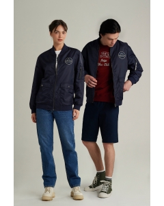 เสื้อแจ็คเก็ตบอมเบอร์ Unisex แขนยาว สีกรมท่า