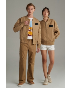 เสื้อแจ็คเก็ตบอมเบอร์ Unisex ทรงโอเวอร์ไซส์ แขนยาว สีน้ำตาล