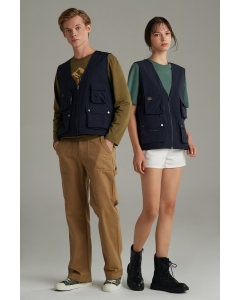เสื้อแจ็คเก็ต Unisex แขนกุด เสื้อกั๊ก สีกรมท่า