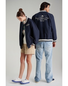 เสื้อแจ็คเก็ตบอมเบอร์ Unisex แขนยาว สีกรมท่า