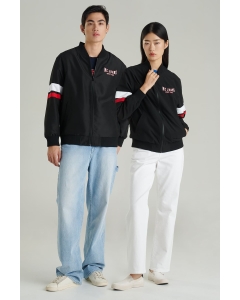 เสื้อแจ็คเก็ตบอมเบอร์ Unisex แขนยาว สีดำ