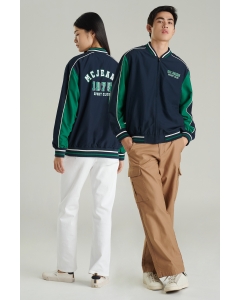 เสื้อแจ็คเก็ตบอมเบอร์ Unisex แขนยาว สีกรมท่า