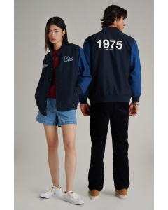 เสื้อแจ็คเก็ตบอมเบอร์ Unisex แขนยาว สีกรมท่า