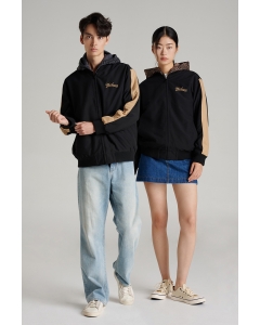 เสื้อแจ็คเก็ตบอมเบอร์ Unisex แขนยาว สีดำ