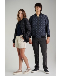 เสื้อแจ็คเก็ตบอมเบอร์ Unisex แขนยาว สีดำ