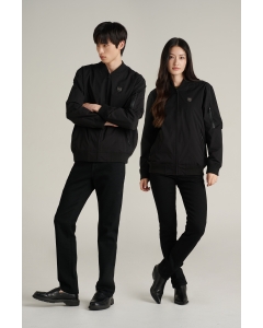 เสื้อแจ็คเก็ตบอมเบอร์ Unisex แขนยาว สีดำ