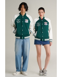 เสื้อแจ็คเก็ตบอมเบอร์ Unisex แขนยาว สีเขียว