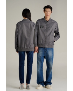 เสื้อแจ็คเก็ตบอมเบอร์ Unisex แขนยาว สีเทากลาง