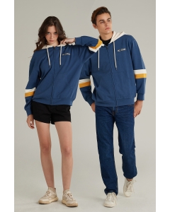 เสื้อกันหนาว ฮู้ดดี้ Unisex แขนยาว สีกรมท่า
