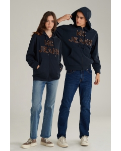 เสื้อกันหนาว ฮู้ดดี้ Unisex แขนยาว สีกรมท่า