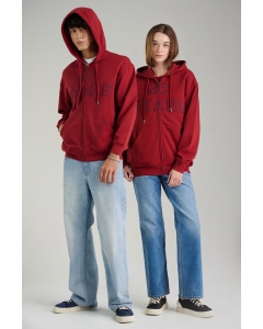 เสื้อกันหนาว ฮู้ดดี้ Unisex แขนยาว สีแดง