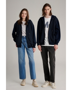 เสื้อกันหนาว ฮู้ดดี้ Unisex แขนยาว สีกรมท่า