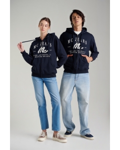 เสื้อกันหนาว ฮู้ดดี้ Unisex แขนยาว สีกรมท่า