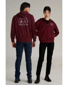 เสื้อกันหนาว ฮู้ดดี้ Unisex แขนยาว สีแดงเลือดหมู