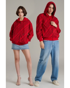 เสื้อกันหนาว ฮู้ดดี้ Unisex แขนยาว สีแดง