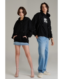 เสื้อกันหนาว ฮู้ดดี้ Unisex แขนยาว สีดำ