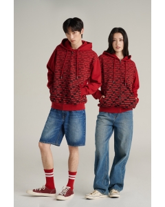 เสื้อกันหนาว ฮู้ดดี้ Unisex แขนยาว สีแดงเลือดหมู