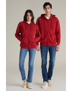 เสื้อกันหนาว ฮู้ดดี้ Unisex แขนยาว สีแดงเลือดหมู