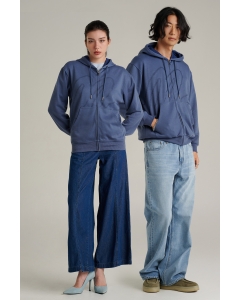 เสื้อกันหนาว ฮู้ดดี้ Unisex แขนยาว สีฟ้าเข้ม