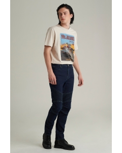 กางเกงยีนส์ผู้ชาย ทรงเดฟ (Slim) สียีนส์เข้ม Biker Collection