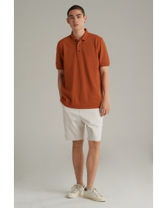 เสื้อโปโลแขนสั้นผู้ชาย สีน้ำตาลอมส้ม