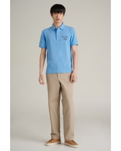 เสื้อโปโลแขนสั้นผู้ชาย สีฟ้าน้ำทะเล