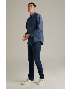 เสื้อเชิ้ตยีนส์แขนยาว ผู้ชาย สียีนส์