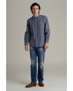 เสื้อเชิ้ตแขนยาว ผู้ชาย สียีนส์เข้ม