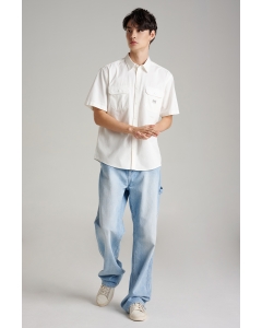 เสื้อเชิ้ตผู้ชาย เสื้อเชิ้ตแขนสั้น ทรงเรกูล่า (Regular) สีขาว