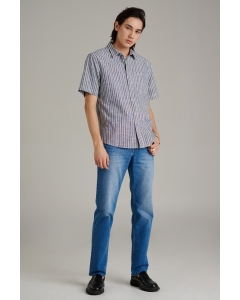 เสื้อเชิ้ตผู้ชาย เสื้อเชิ้ตแขนสั้น ทรงเรกูล่า (Regular) สีกรมอมเทา