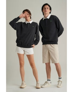 เสื้อกันหนาว สเวตเตอร์ คอปก Unisex สีดำ