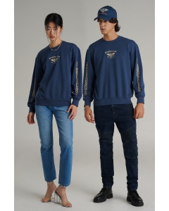 เสื้อสเวตเตอร์ Unisex ทรงเรกูลาร์ (Regular)สีฟ้าหม่น