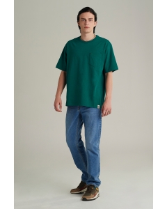 เสื้อยืดแขนสั้นผู้ชาย ทรงโอเวอร์ไซส์ Mc Makoto สีเขียวน้ำทะเล