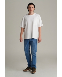 เสื้อยืดแขนสั้นผู้ชาย ทรงโอเวอร์ไซส์ สี Off White