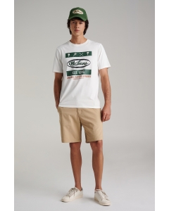 เสื้อยืดแขนสั้นผู้ชาย คอกลม สีขาวอ๊อฟไวท์