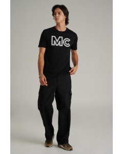 เสื้อยืดแขนสั้นผู้ชาย คอกลม สีดำ