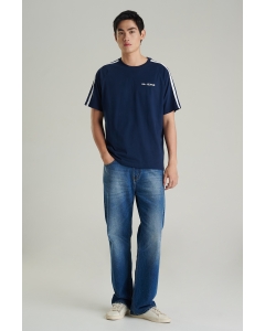 เสื้อยืดแขนสั้นผู้ชาย คอกลม สีกรมท่า