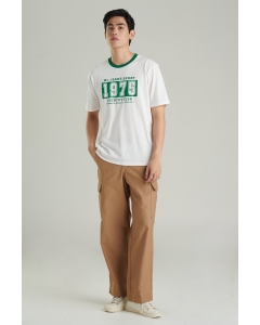 เสื้อยืดแขนสั้นผู้ชาย คอกลม สีขาว